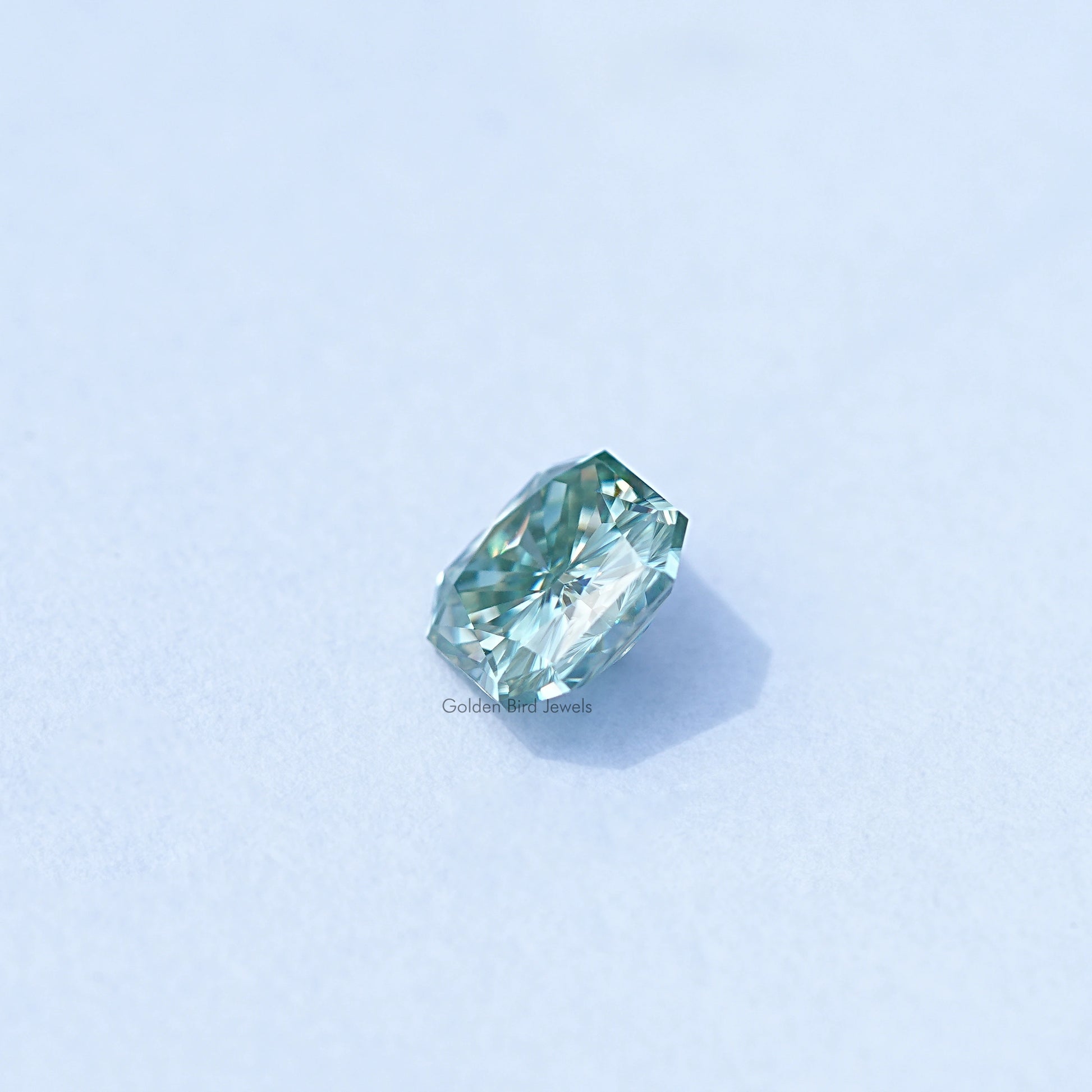 Square Radiant  Moissanite Stone in Green Color 