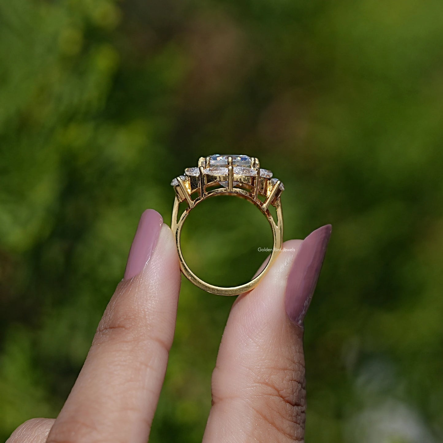 Step Cut Cushion Moissanite Engagement Ring