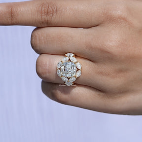 Step Cut Cushion Moissanite Engagement Ring