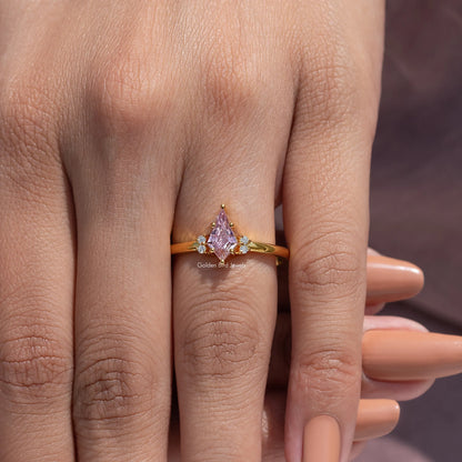 Pink Sapphire Gemstone Kite Cut Engagement Ring