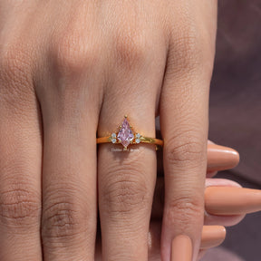 Pink Sapphire Gemstone Kite Cut Engagement Ring