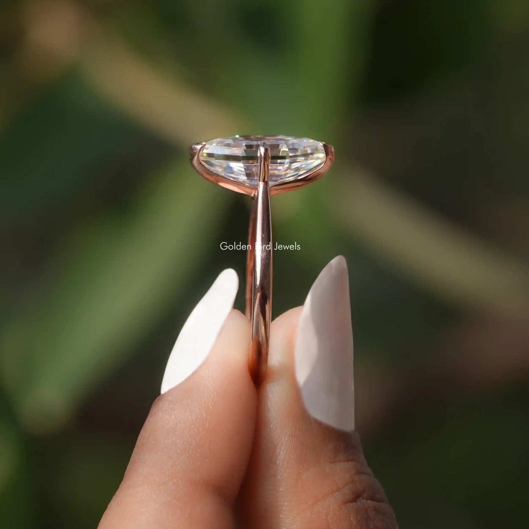 Step Cut Moissanite Dutch Marquise Ring