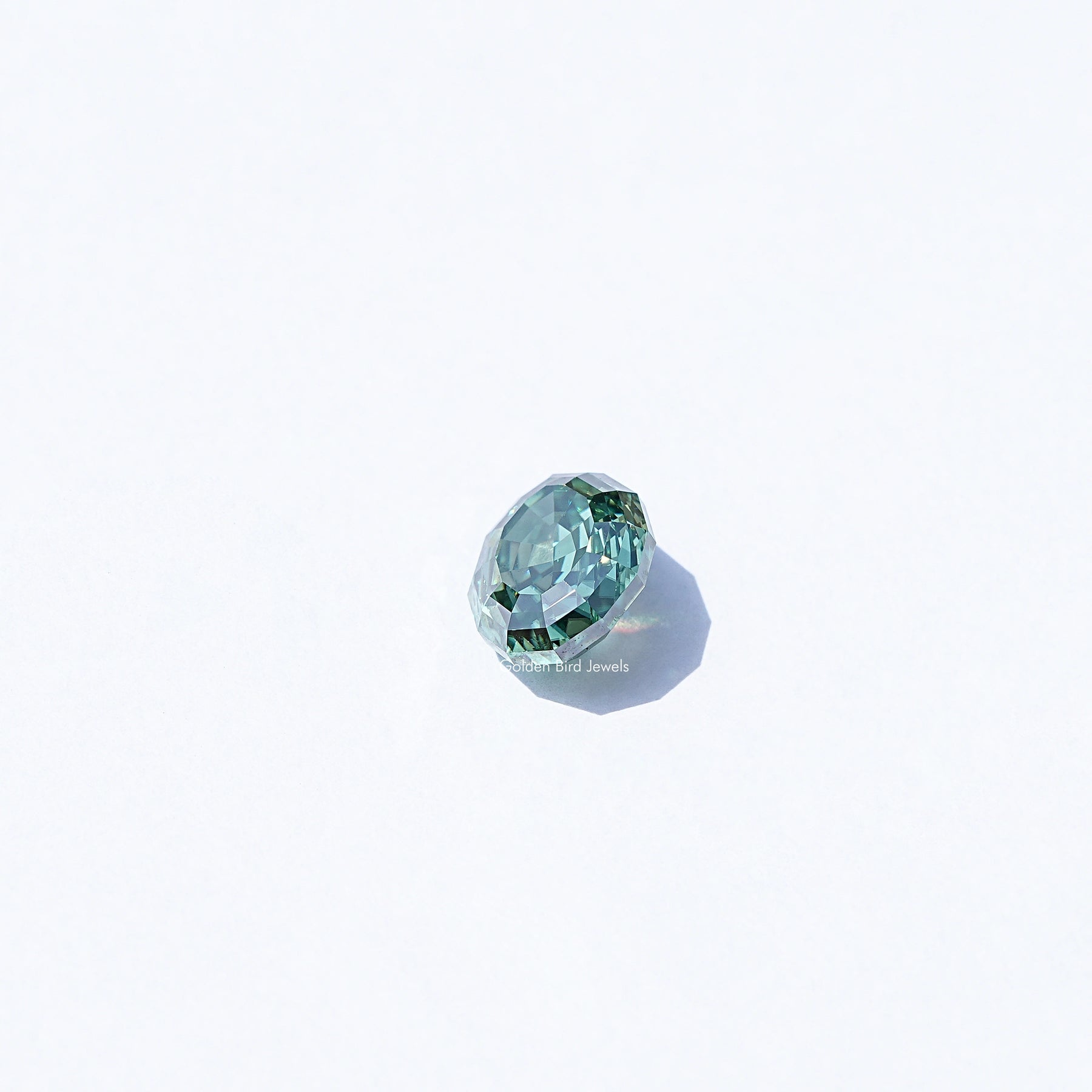 [Green Step Cut Oval Loose Moissanite]-[Golden Bird Jewels]