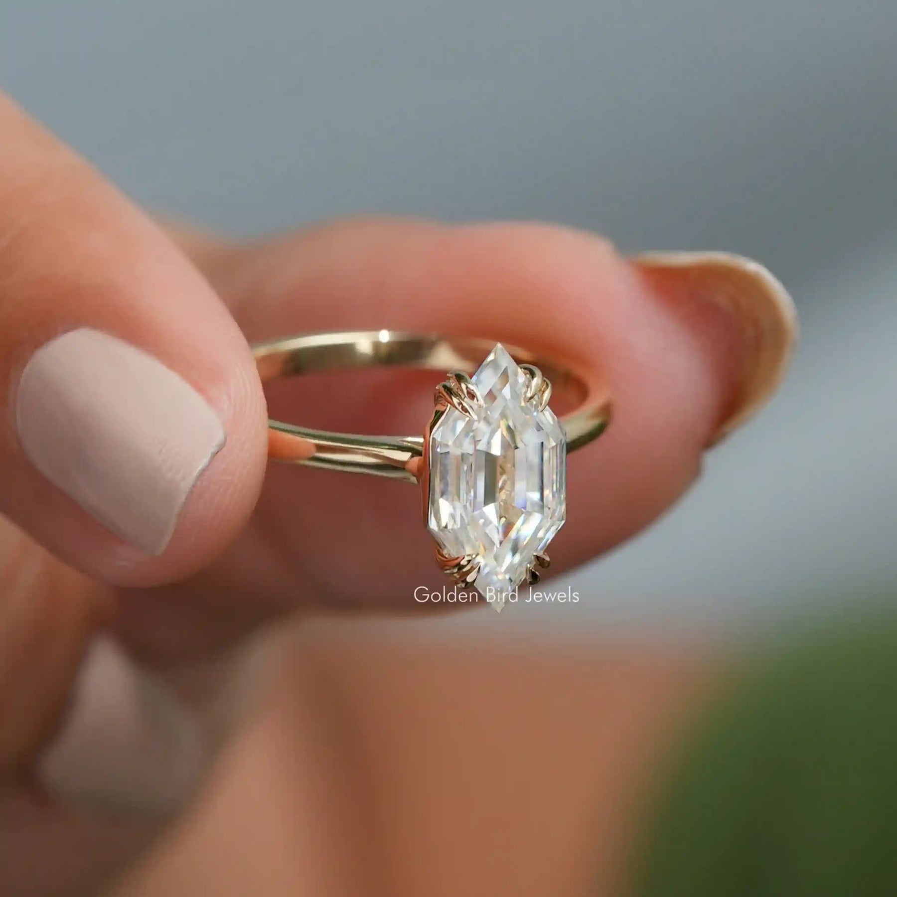 [Step Cut Dutch Marquise Moissanite Ring]-[Golden Bird Jewels]