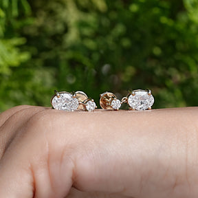 Round And Oval Cut Lab Diamond Drop Earrings