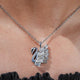View of lab grown Moissanite Baguette cut swan pendant 