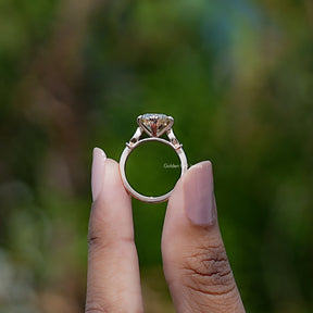 Old Mine Cushion Moissanite Accent Ring