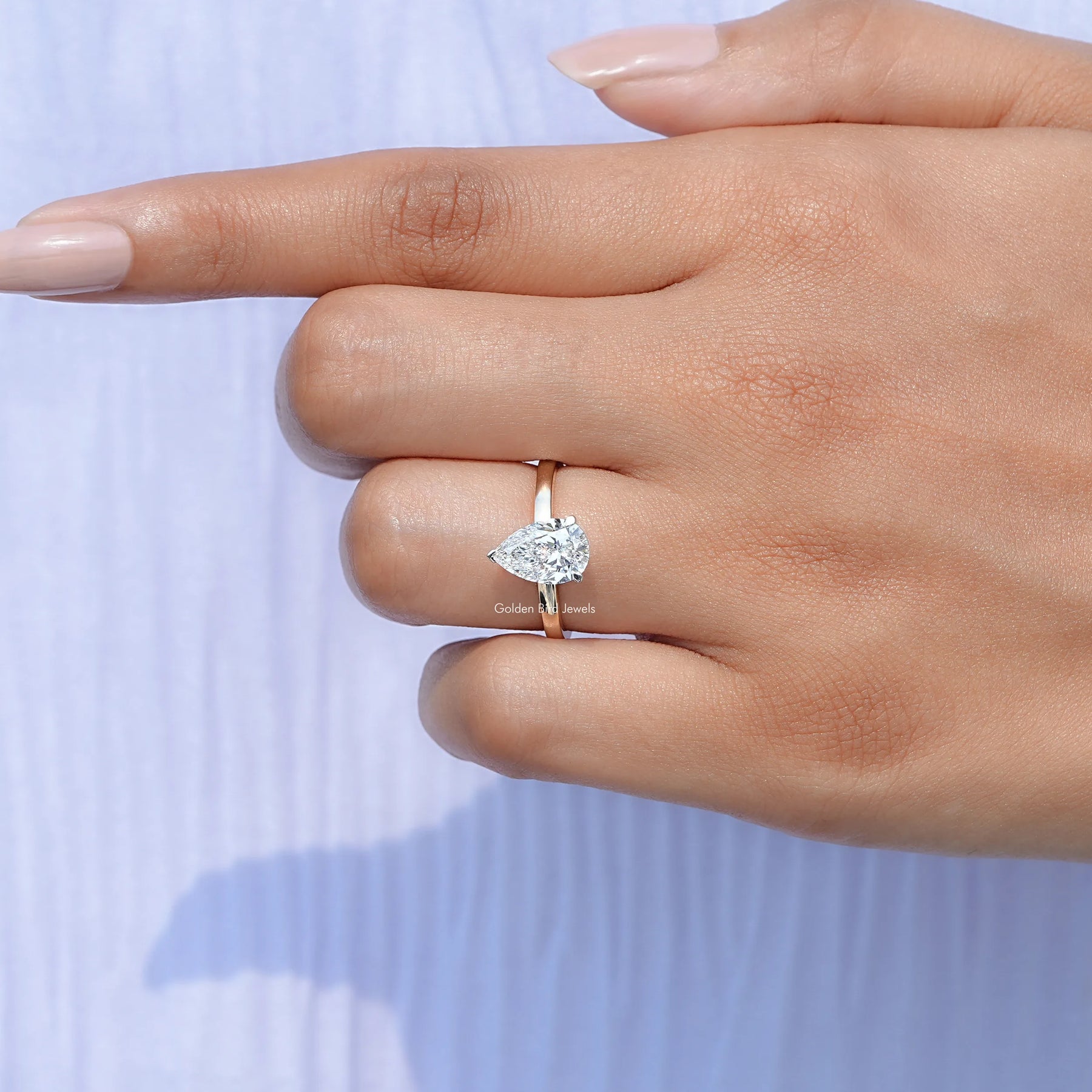 Pear Cut Lab Diamond Solitaire Ring