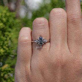 Three Stone Marquise Cut Moissanite Ring