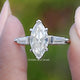 Three Stone Old Mine Marquise Moissanite Ring