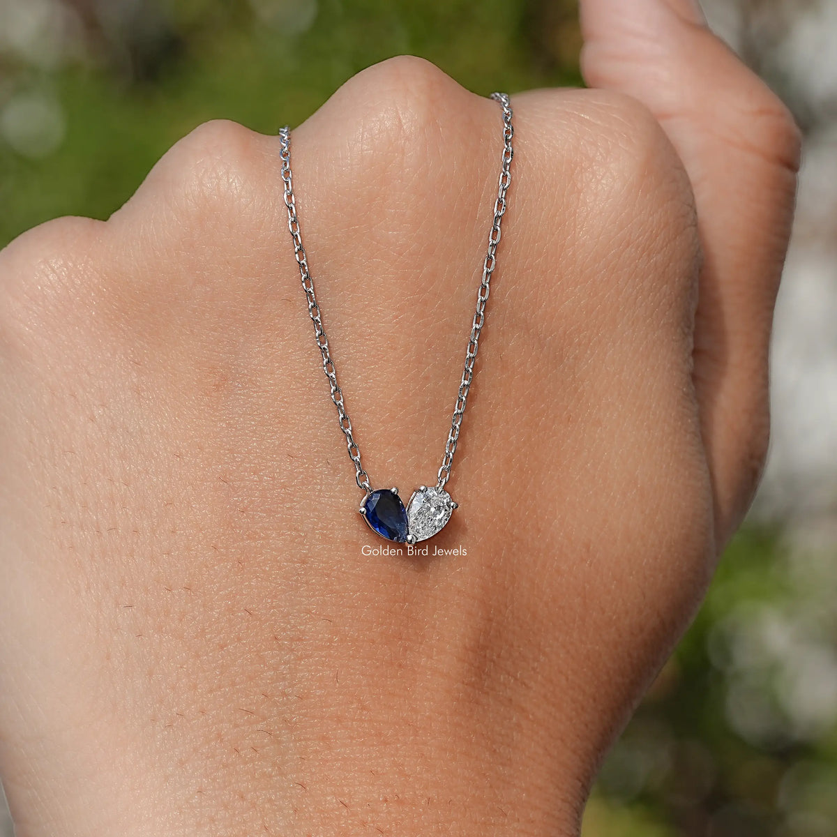 Pear Cut Moissanite Two Stone Pendant