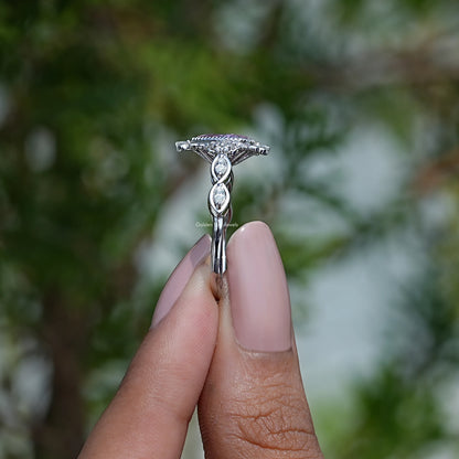 Turmalin-Ring mit rosa Edelstein im Birnenschliff