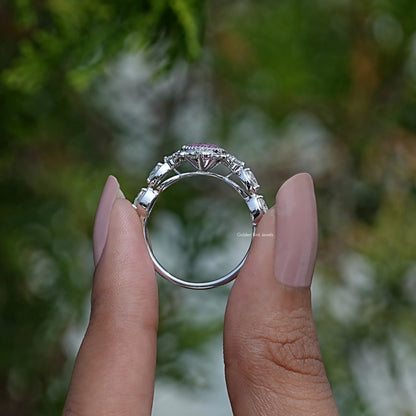 Turmalin-Ring mit rosa Edelstein im Birnenschliff