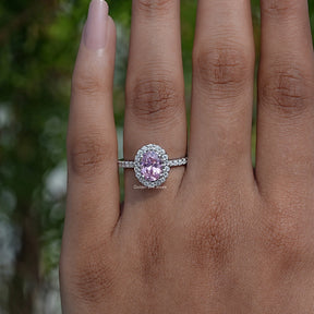 [White Gold Oval Cut Ring]-[Golden Bird Jewels]