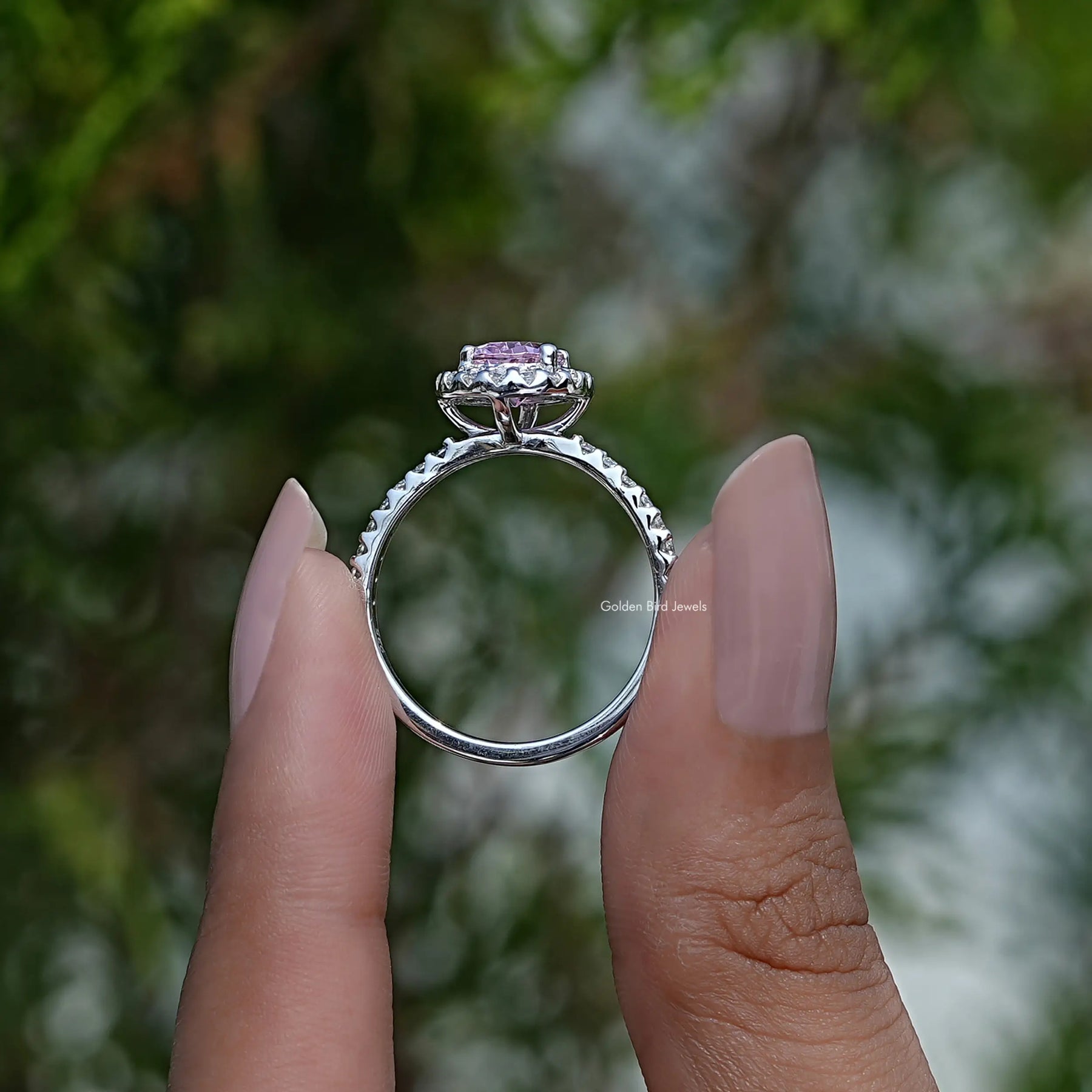 [Pink Tourmaline Oval Cut Gemstone Ring]-[Golden Bird Jewels]