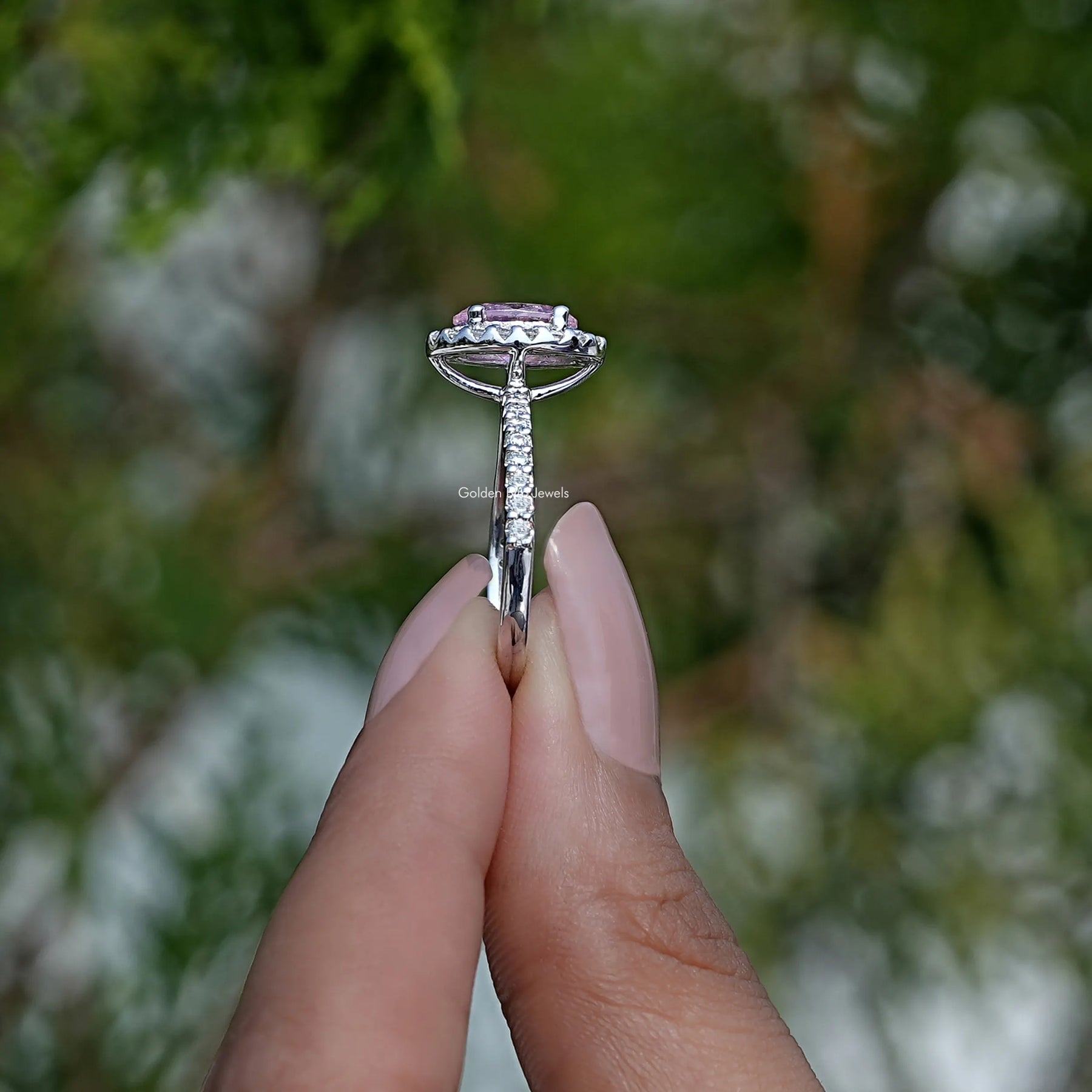 [Oval Cut Engagement Ring In White Gold]-[Golden Bird Jewels]