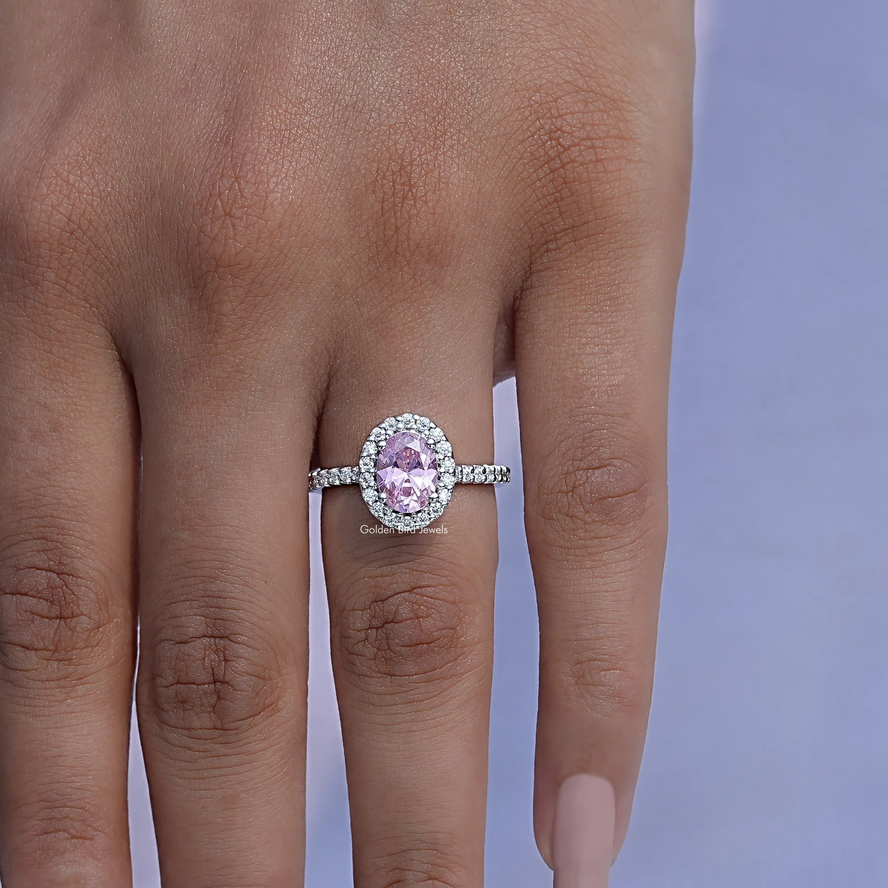 [Pink Tourmaline Oval Cut Gemstone Ring]-[Golden Bird Jewels]