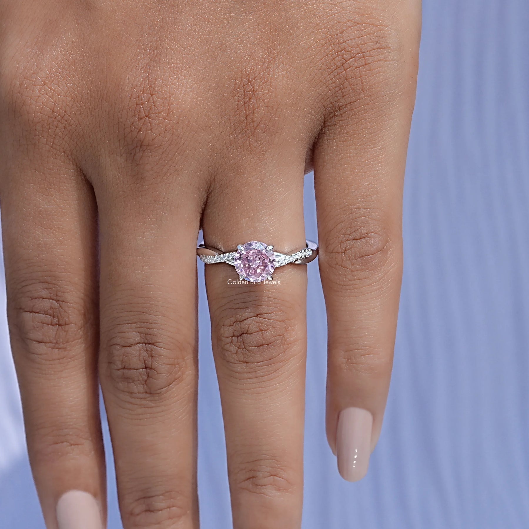 Pink Tourmaline Round Gemstone Accent Ring