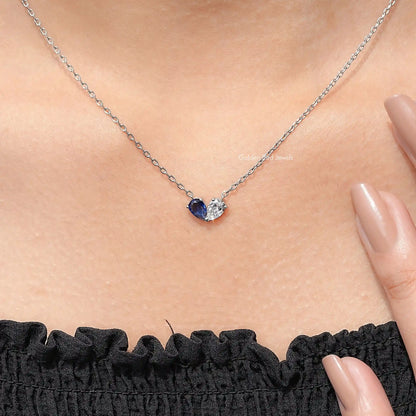 Pear Cut Moissanite Two Stone Pendant