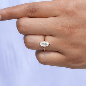 Off White Marquise Moissanite Solitaire Ring
