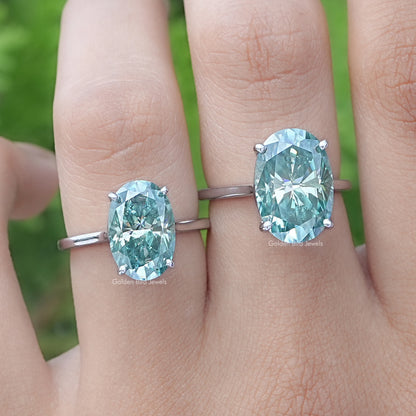 Blau ovaler Moissanit Solitär Ring