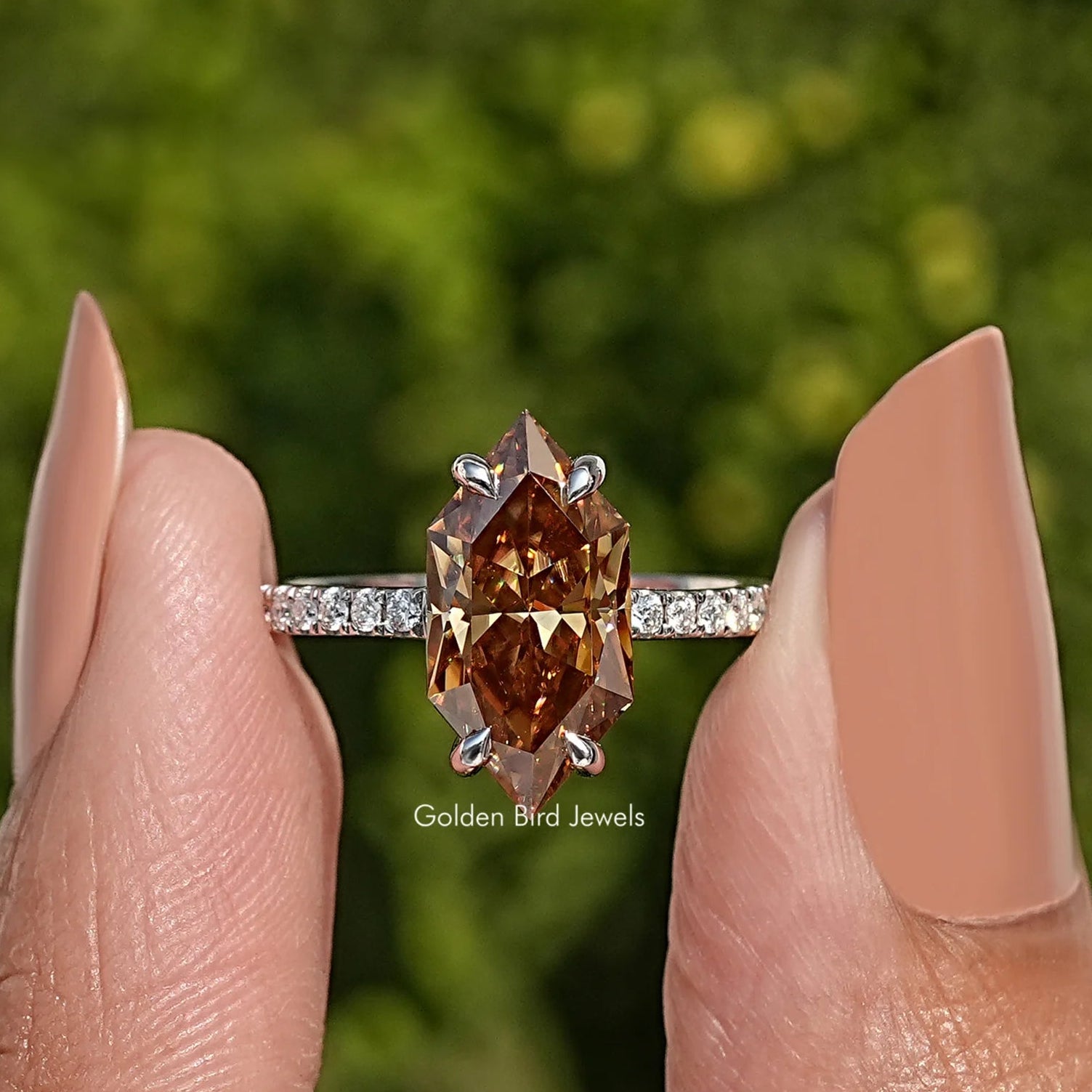 Dutch Marquise Cut Moissanite Solitaire Accent Ring