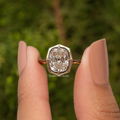 Vintage Old Mine Cushion Cut Bezel Set Engagement Ring