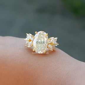 Moissanite Oval Cut Engagement Ring In Yellow Gold