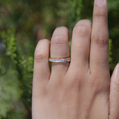 Top View Of Lab Diamond Round Cut Half Channel Set Ring 
