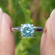 Front view of Blue Green Round Moissanite Solitaire Ring 