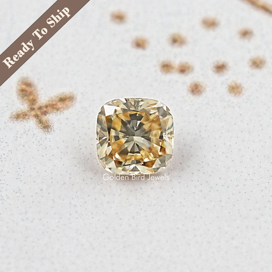 Yellow Cushion Cut Moissanite Gemstone