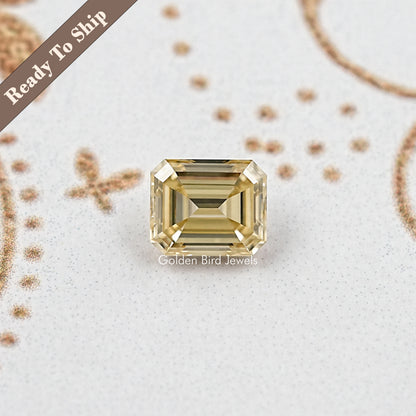 Yellow Emerald Cut Moissanite Gemstone