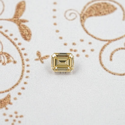 Yellow Emerald Cut Moissanite Gemstone