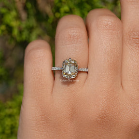 Old Mine Cushion Cut Moissanite Accent Stone Ring