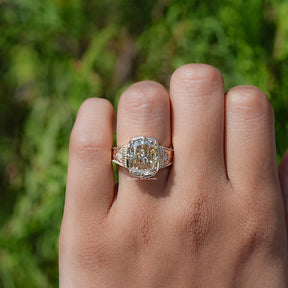 Filigree Yellow Elongated Cushion Moissanite Ring