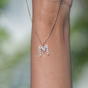 Colorless Round Moissanite M Letter Pendant