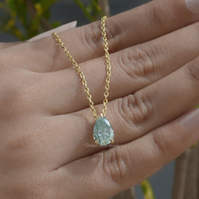 [Yellow gold pear cut moissanite pendant made of vvs clarity]-[Golden Bird Jewels]