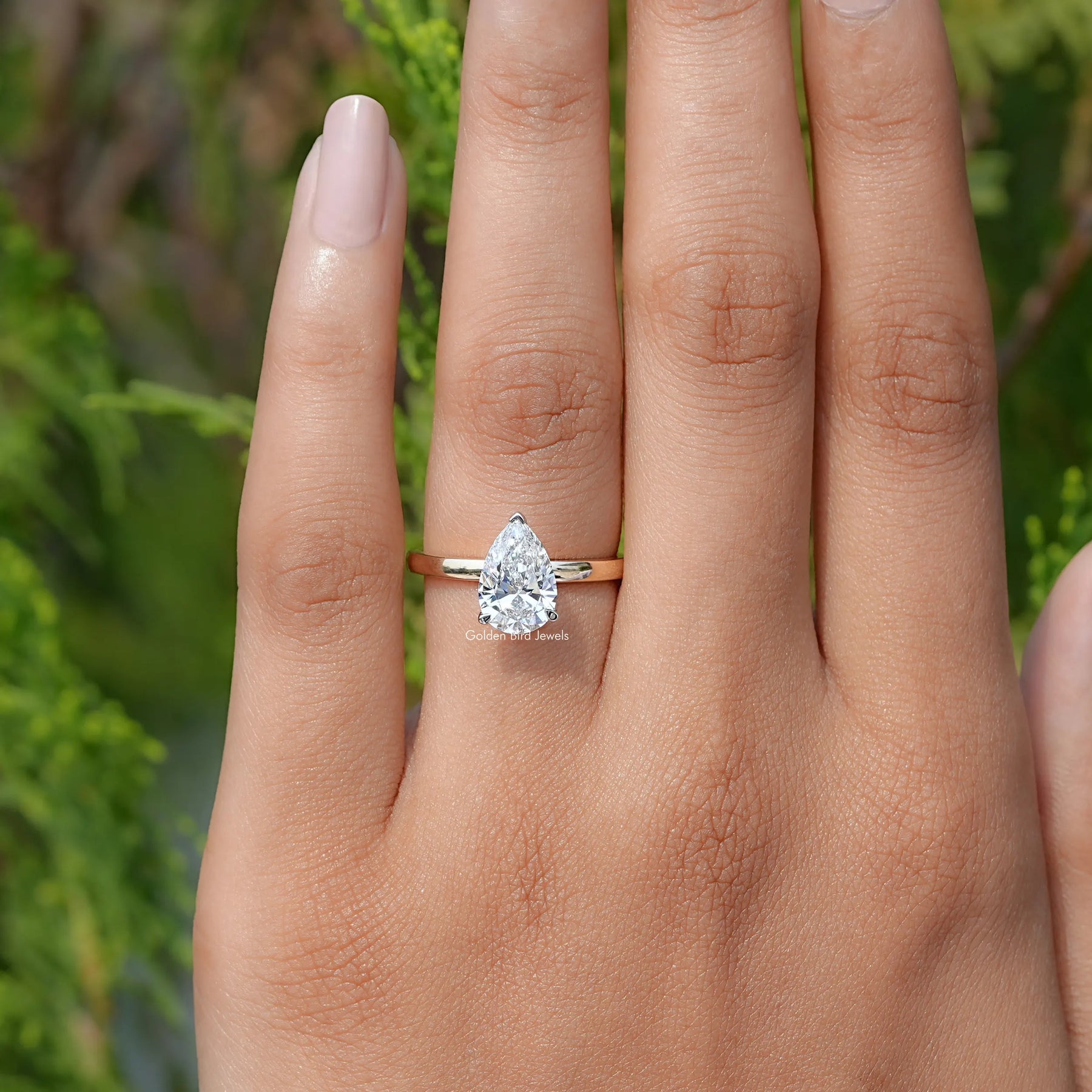 Pear Cut Lab Diamond Solitaire Ring