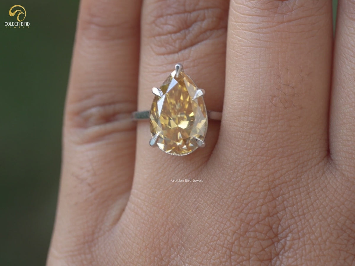 Moissanite Pear Solitaire Setting Wedding Ring