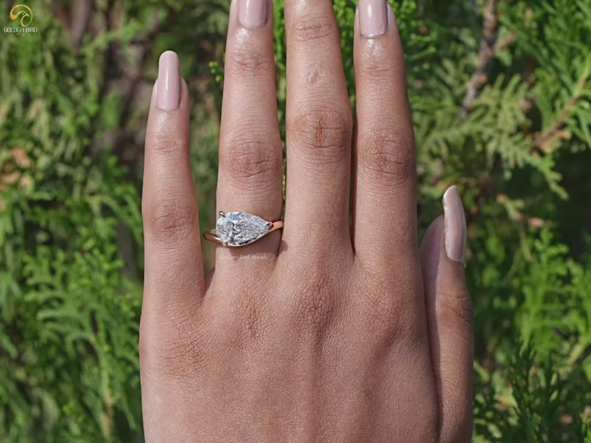 Pear Lab Diamond Curved Solitaire Ring