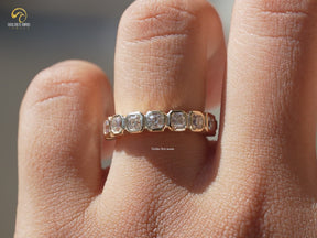 Colorless Asscher Cut Moissanite Wedding Band
