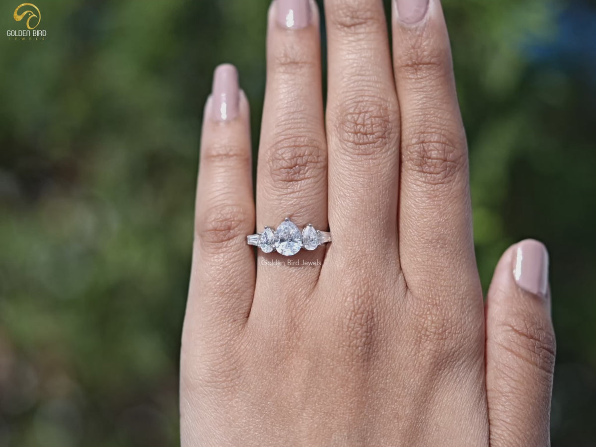 Lab Grown Pear Cut Diamond Five Stone Ring