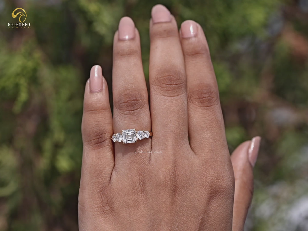 Asscher Cut Lab Grown Diamond Five Stone Ring