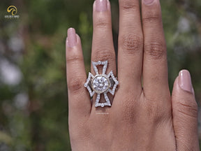 Bezel Set Round Cut Moissanite Vintage Style Ring