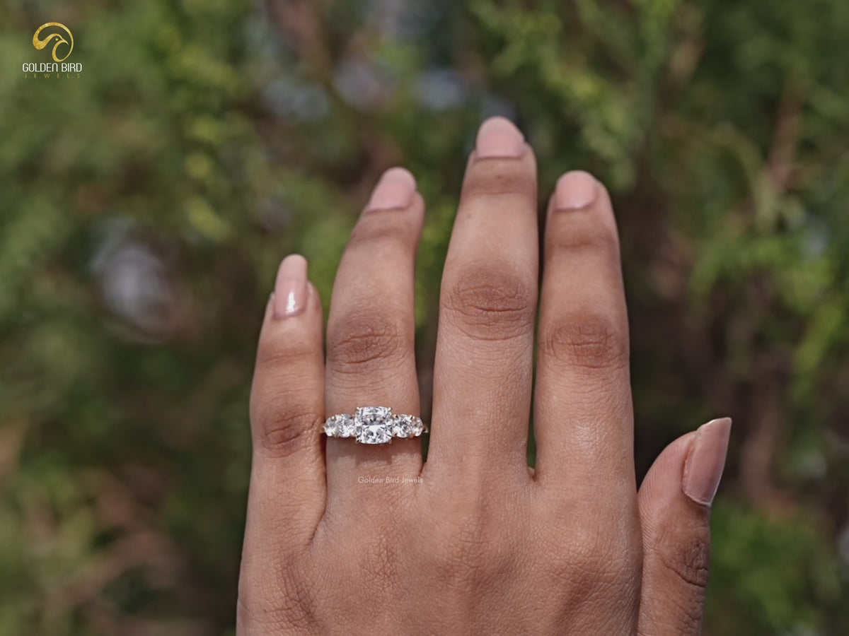 Cushion Cut Lab Diamond Five Stone Ring