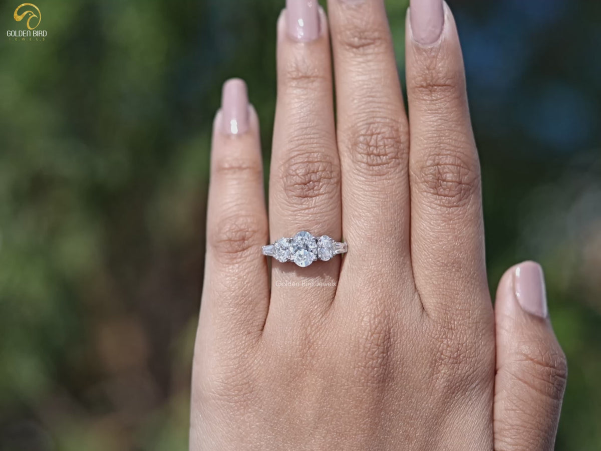 Oval And Tapered Baguette Diamond Five Stone Ring