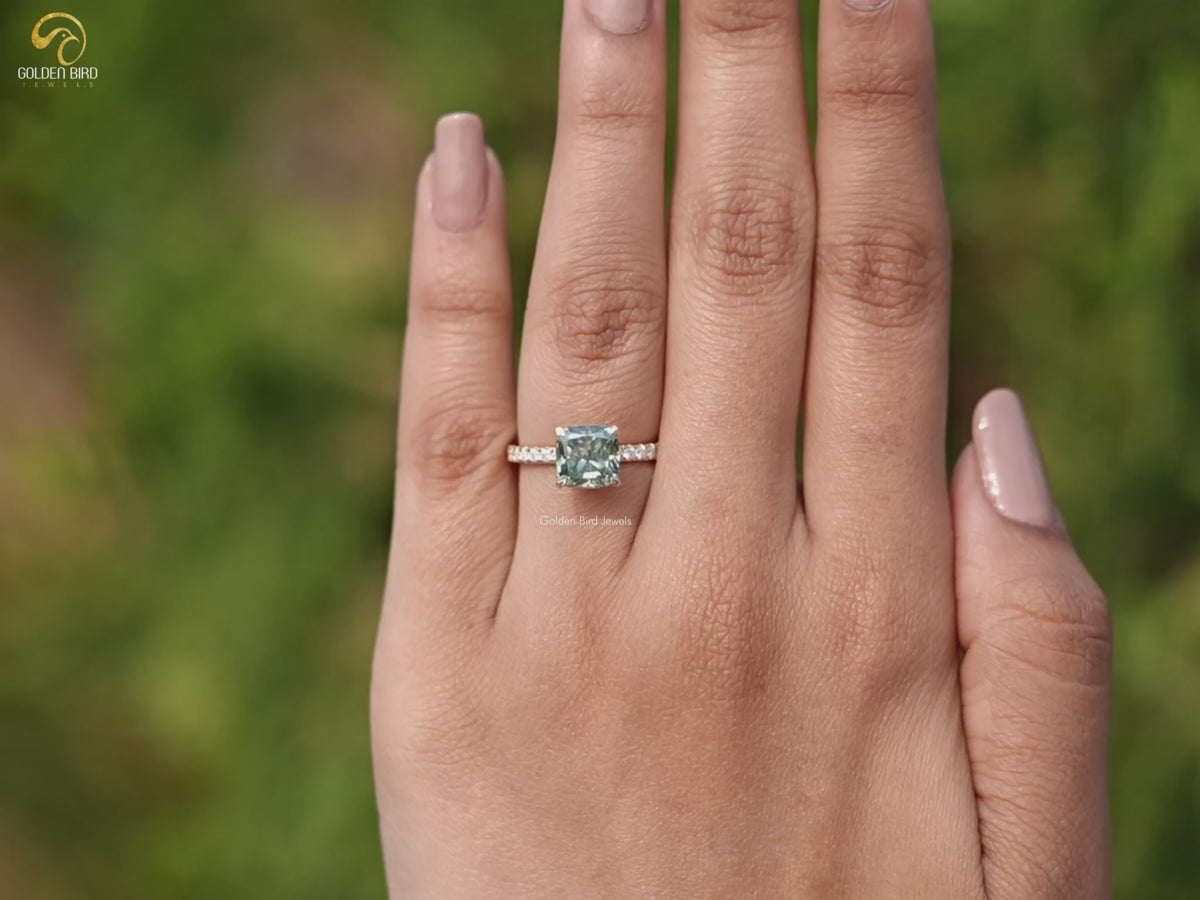 Cushion Cut Moissanite Engagement Ring