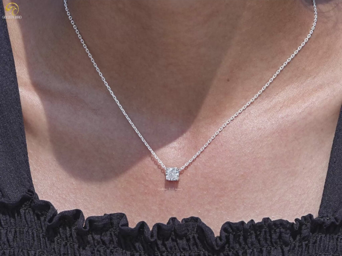 Cushion Cut Diamond Solitaire Pendant