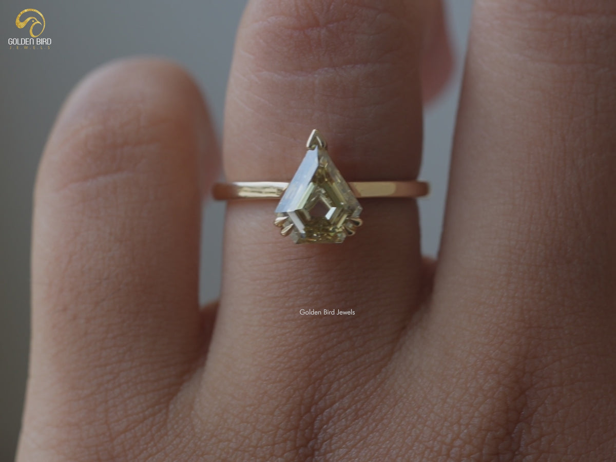 Moissanite Old Mine Pentagon Cut Solitaire Ring