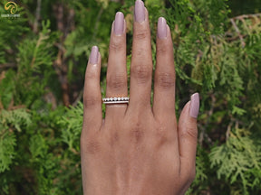 Round Moissanite Two Row Half Eternity Matching Band